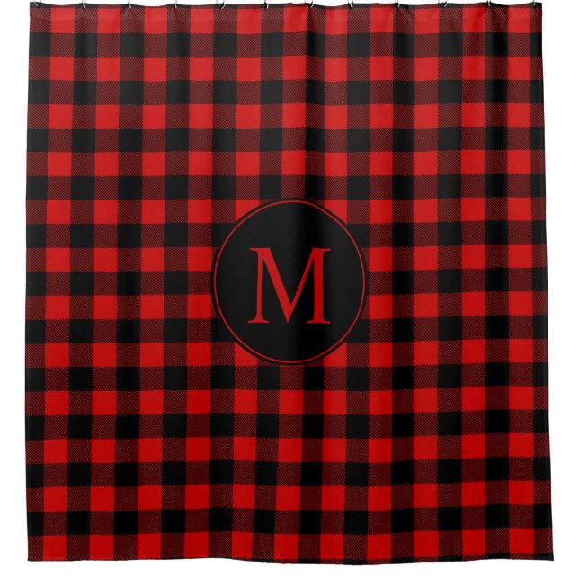 Red and Black Buffalo Plaid with Monogram (Front)