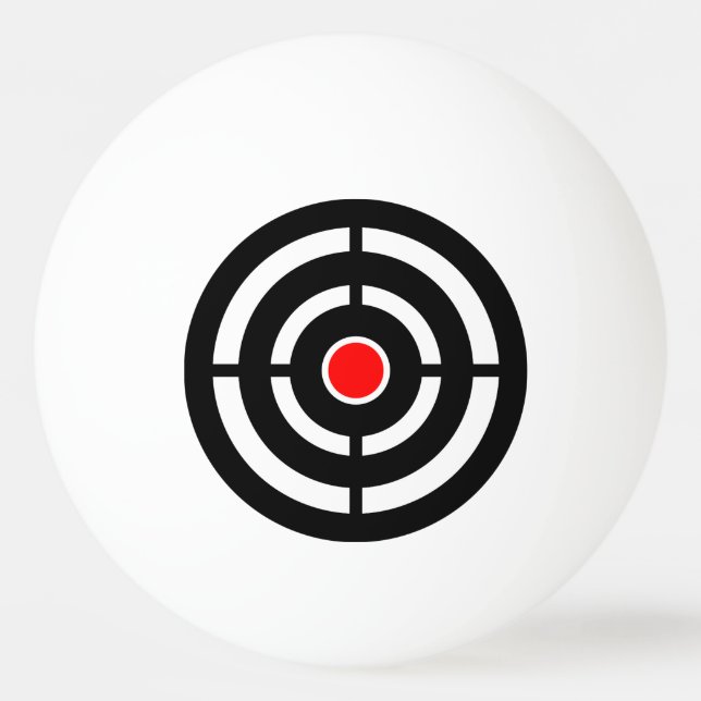 Red and Black Bull's Eye Target Ping Pong Ball (Front)