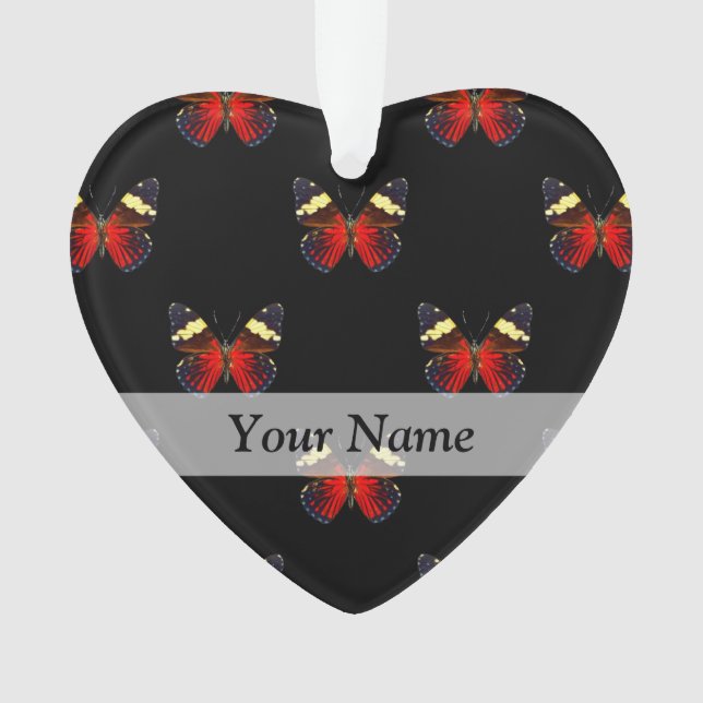 Red and black butterfly pattern ornament (Front)