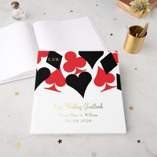 Red and Black Card Suits Las Vegas Wedding Guest Book