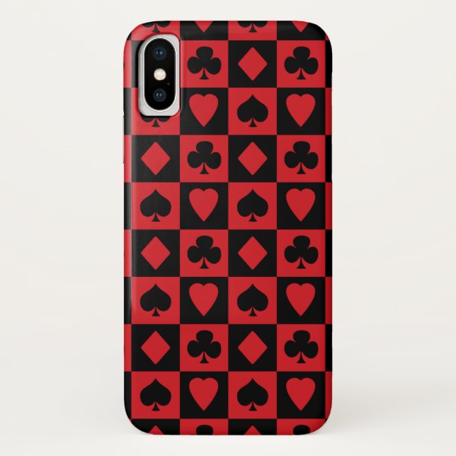 Red and Black Card Suits Pattern Case-Mate iPhone Case (Back)