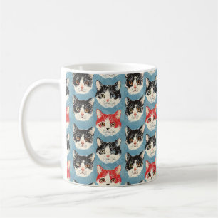 Red and Black Cats Pattern Coffee Mug