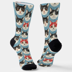 Red and Black Cats Pattern Socks