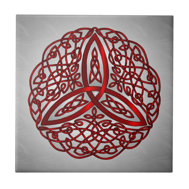 Red and Black Celtic Art Trinity Knot Tile (Front)