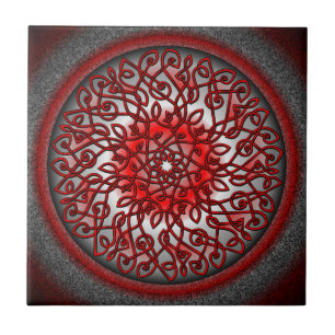 Red and Black Celtic Burst Tile
