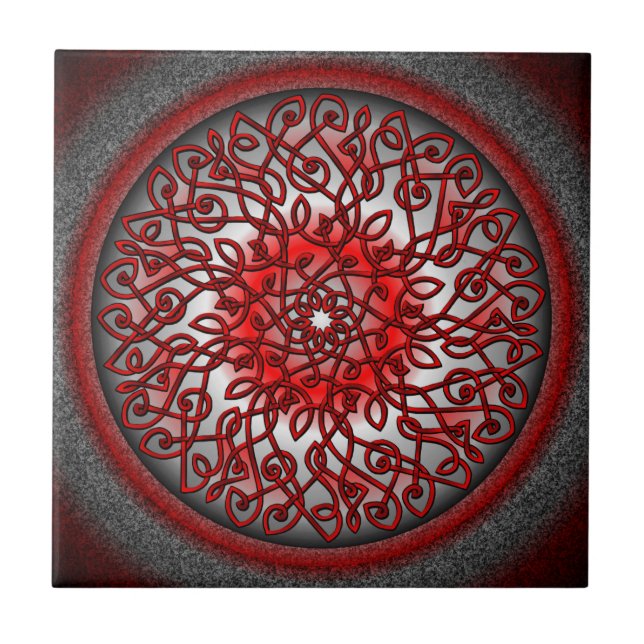 Red and Black Celtic Burst Tile (Front)