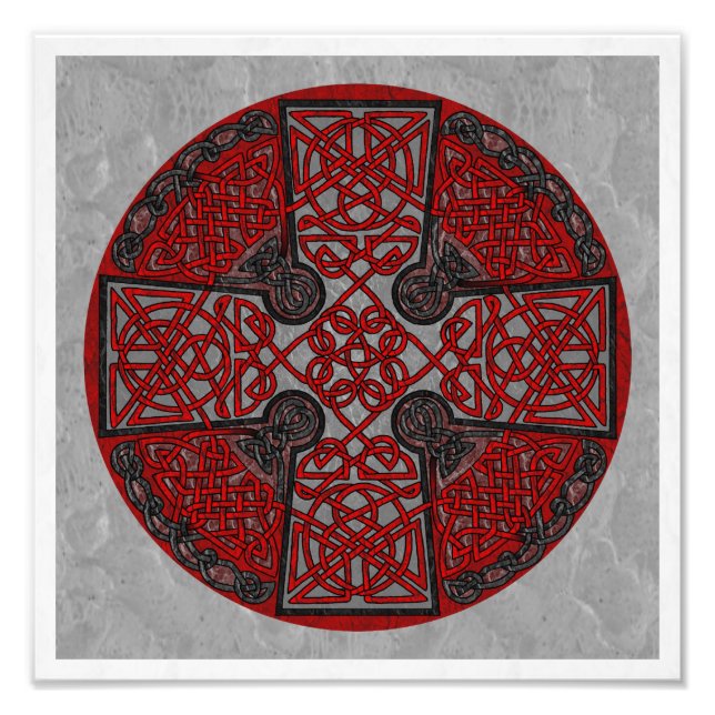Red and Black Celtic Cross Medallion Photo Print (Front)