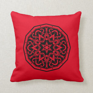 Red And Black Celtic Design Throw Pillow