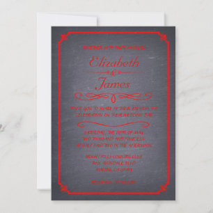 Red and Black Chalkboard Wedding Invitations