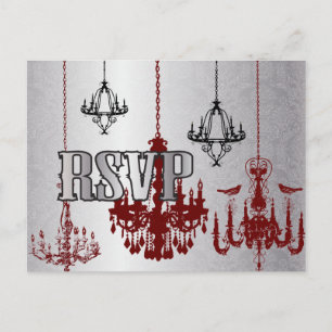 Red and Black Chandelier - RSVP Card