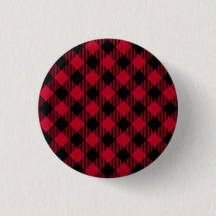 Red And Black Check Buffalo Plaid Pattern 1 Inch Round Button