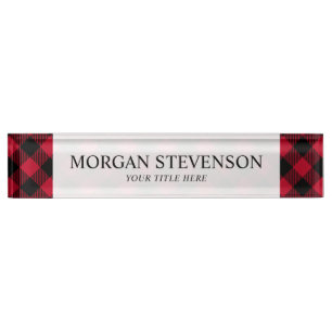 Red And Black Check Buffalo Plaid Pattern Nameplate