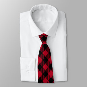 Red And Black Check Buffalo Plaid Pattern Tie