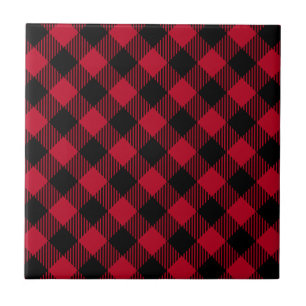 Red And Black Check Buffalo Plaid Pattern Tile