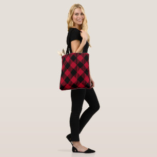 Red And Black Check Buffalo Plaid Pattern Tote Bag