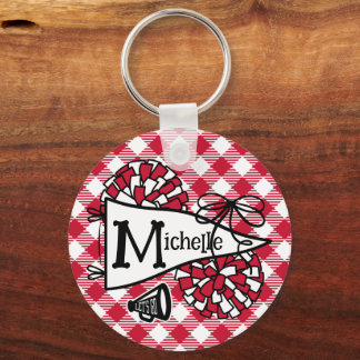 Red and Black Cheer Pennant Personalized Bag Tag Keychain
