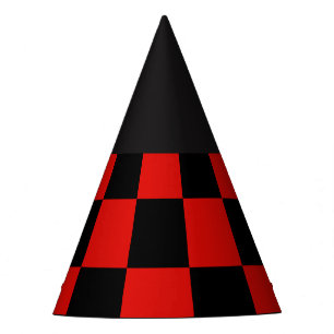 Red and black chequerboard party hat