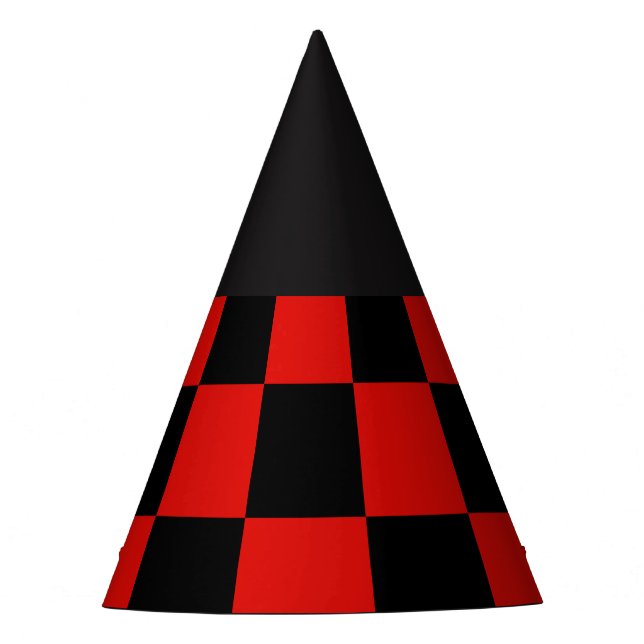 Red and black chequerboard party hat (Front)