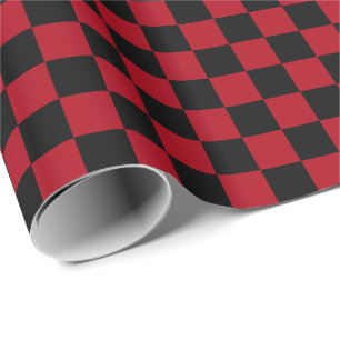Red and Black Chequerboard Squares Wrapping Paper