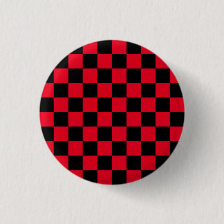 Red and Black Chequered Board Pattern 1 Inch Round Button