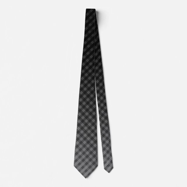 Red and black chequered pattern gradient neck tie (Front)