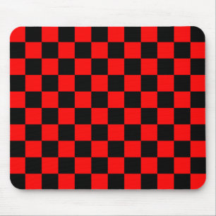 Red and Black Chequered Pattern Mouse Pad
