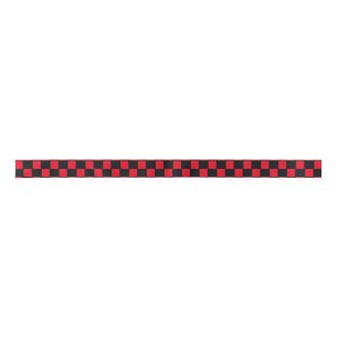 Red and Black chequered pattern  Satin Ribbon