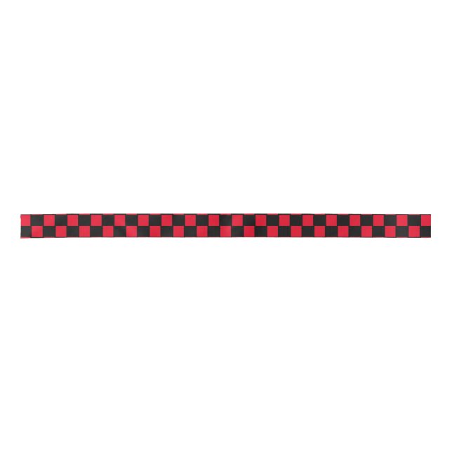 Red and Black chequered pattern  Satin Ribbon (Front)
