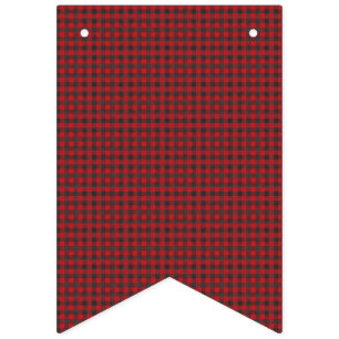 Red and Black Chequered Plaid. Bunting Flags