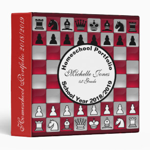 Red and Black Chessboard Homeschool Portfolio Binder