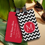 Red and Black Chevron Pattern Custom Monogram Luggage Tag<br><div class="desc">A popular design with an area to add your initials. We have trendy colours and patterns for you to choose from. If you need to adjust the monograms,  click on the customize button and make changes.</div>