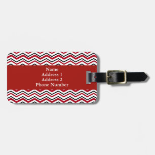 Red and Black Chevron Pattern Luggage Tag