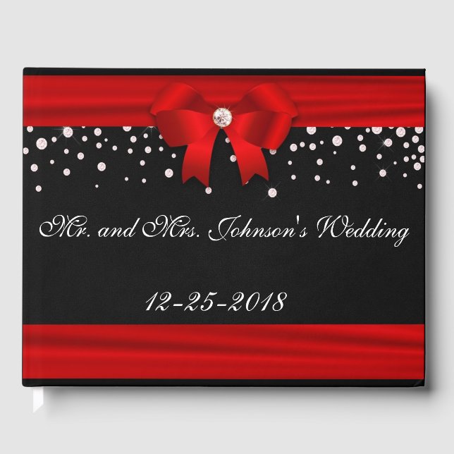 Red and Black Christmas Wedding Guest Book (Front)