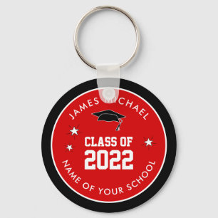 Red and Black Class of High School Graduation Keychain