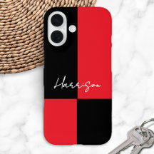 Red and Black Colour Block Minimal Personalized