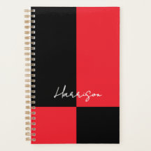 Red and Black Colour Block Script Name Custom