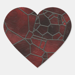 Red and Black Coloured Swirly Mosaic Art Heart Sticker