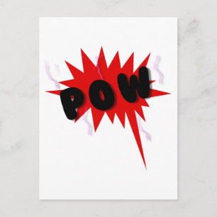 Red and black comics text and burst design POW Postcard