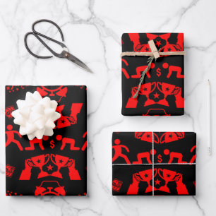 Red And Black Congratulations On The New Job Wrapping Paper Sheet