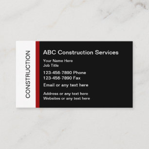 Red And Black Construction Business Card