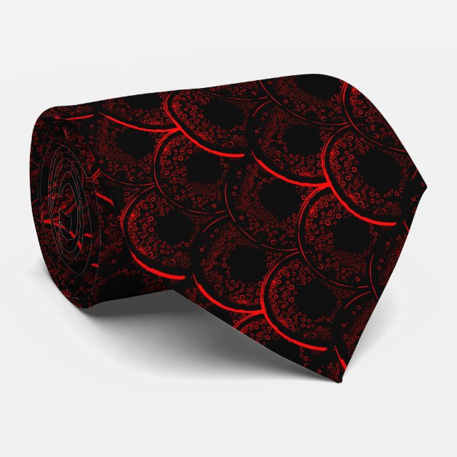 Red and Black Cool Pattern Tie (Rolled)