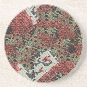 Red and Black Coral Snake Skin Coaster