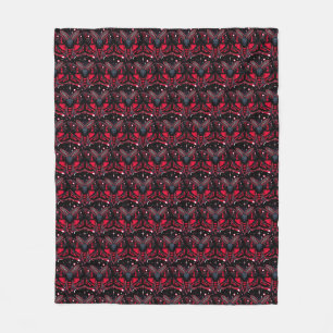 Red and Black Cosmic Moth - Celestial Mystical Fleece Blanket