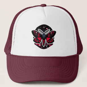 Red and Black Cosmic Moth - Celestial Mystical Trucker Hat