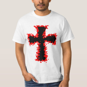 Red and black cross mens t shirt