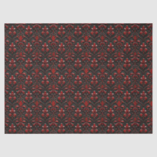 Red and Black Damask Faux Embossed Decoupage Tissue Paper