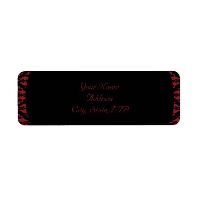Red and Black Damask Gothic Return Address (Front)