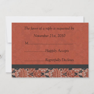 Red and Black Damask RSVP Card
