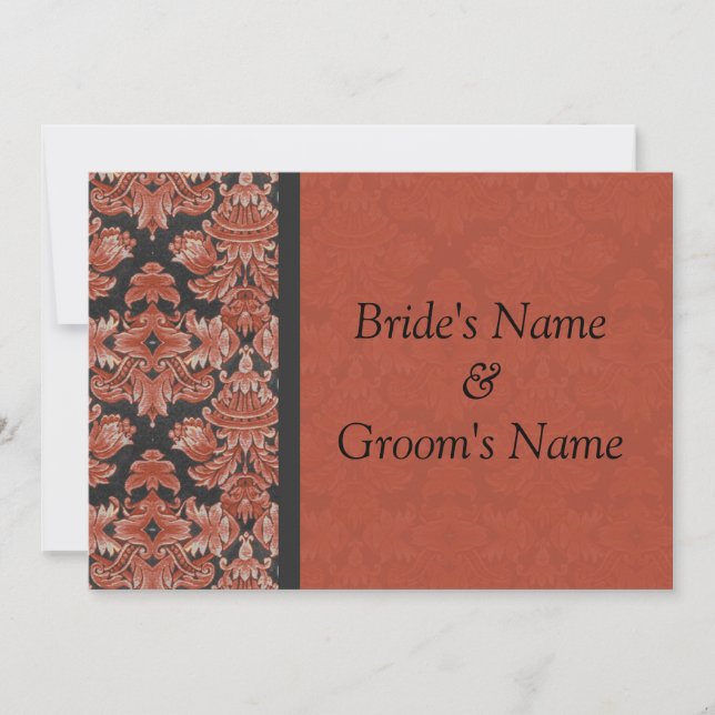 Red and Black Damask Wedding Invitation (Front)