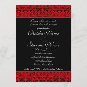 Red and Black Damask Wedding Invitations